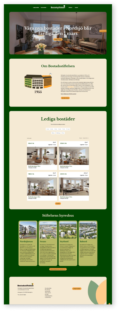 Bostadsstiftelsen verkkosivut