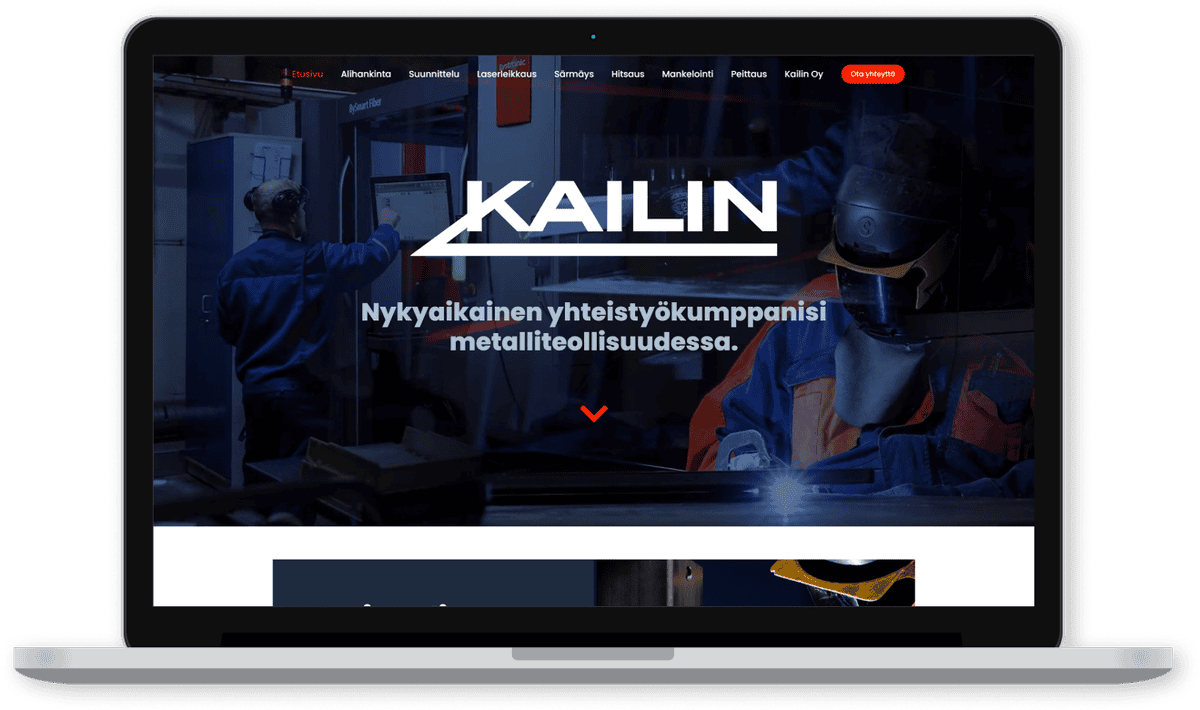 Kailin www-sivut tietokoneen näytöllä