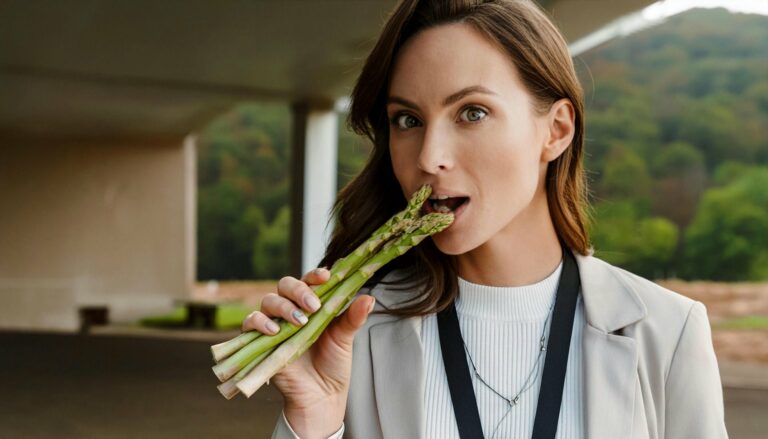 Nainen syö parsaa