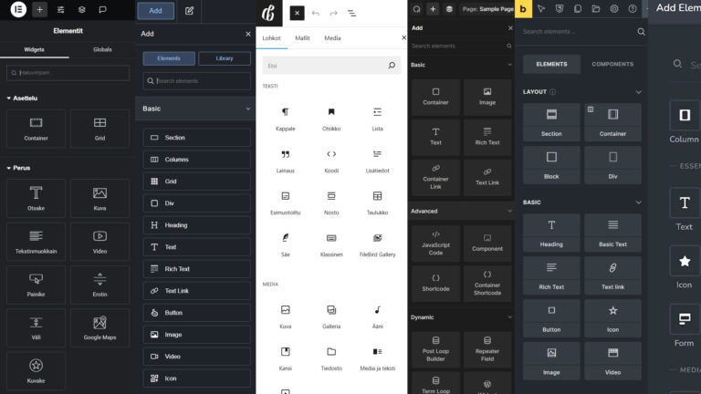 Wordpress sivunrakentajat