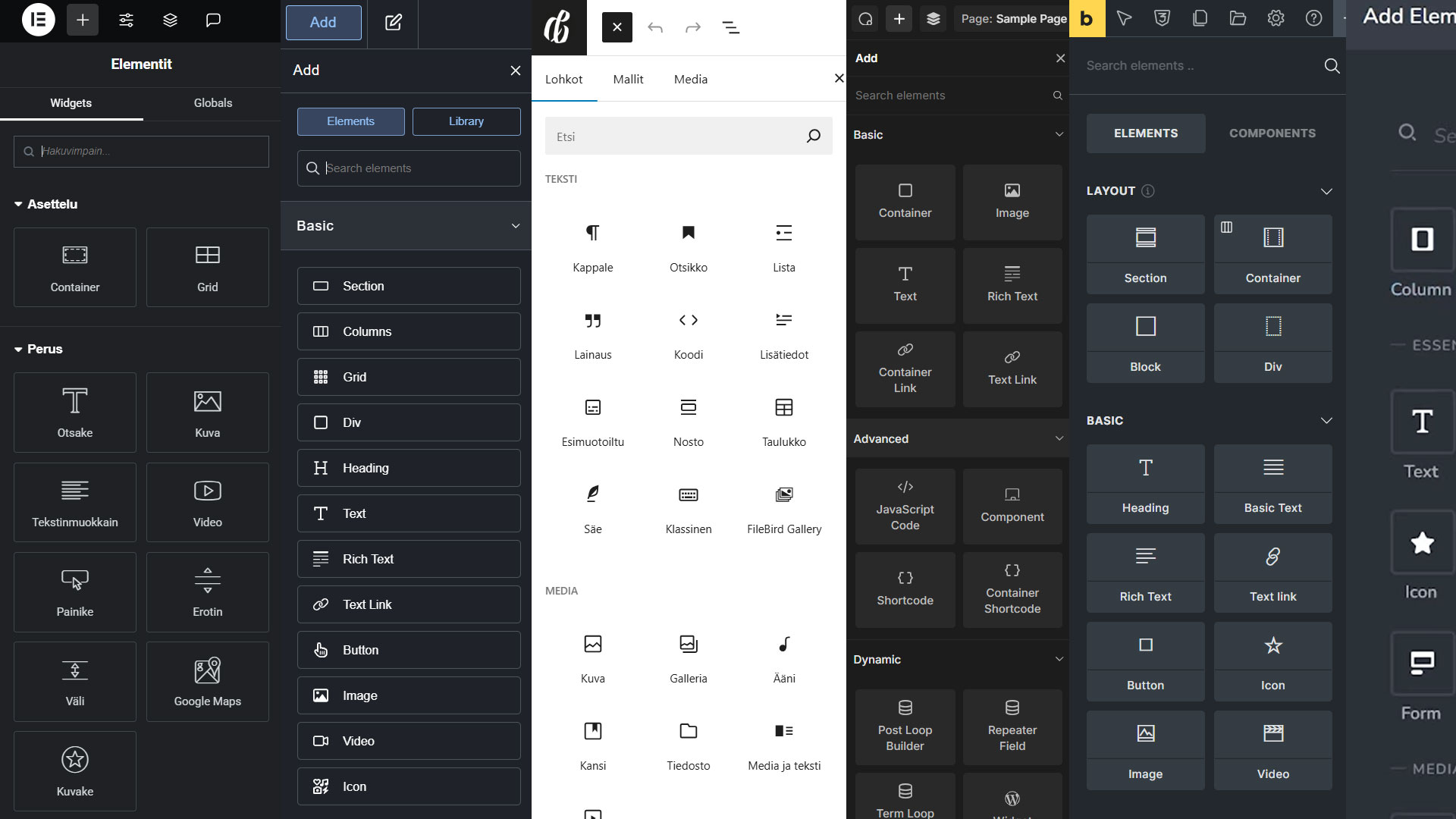 Wordpress sivunrakentajat
